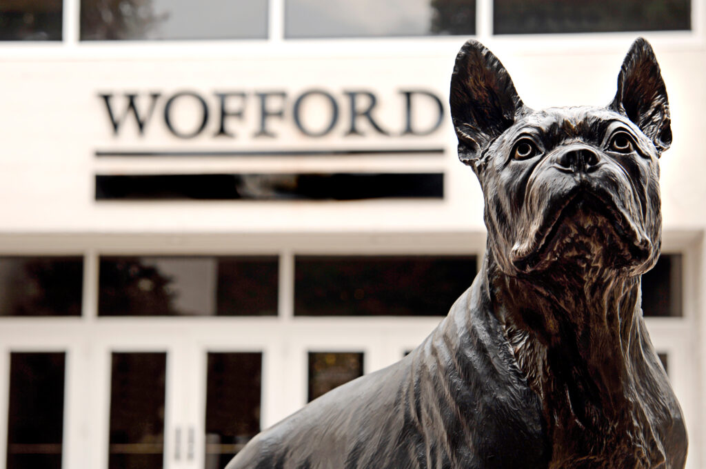 Wofford College terrier statue